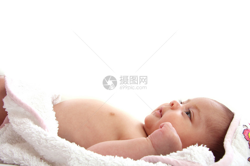婴孩婴儿女孩童年卫生幸福毛巾生活皮肤孩子快乐情感图片