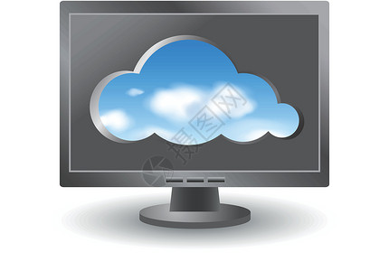 云计算概念空气技术窗户金属蓝色天空云景插图灰色电脑背景图片