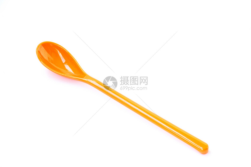 塑料勺宏观工具餐厅用餐白色橙子餐具服务厨具厨房图片