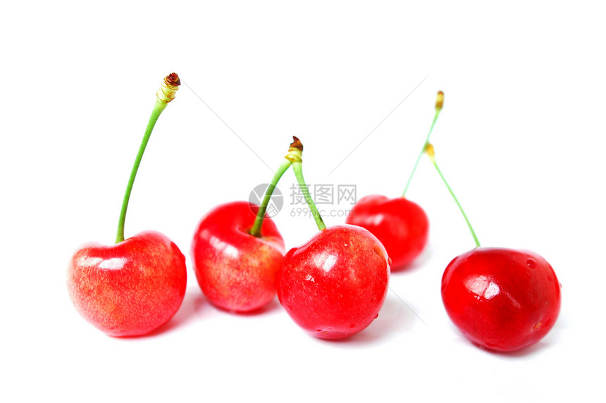 樱桃水果食物美食叶子工作室营养浆果绿色红色宏观甜点图片