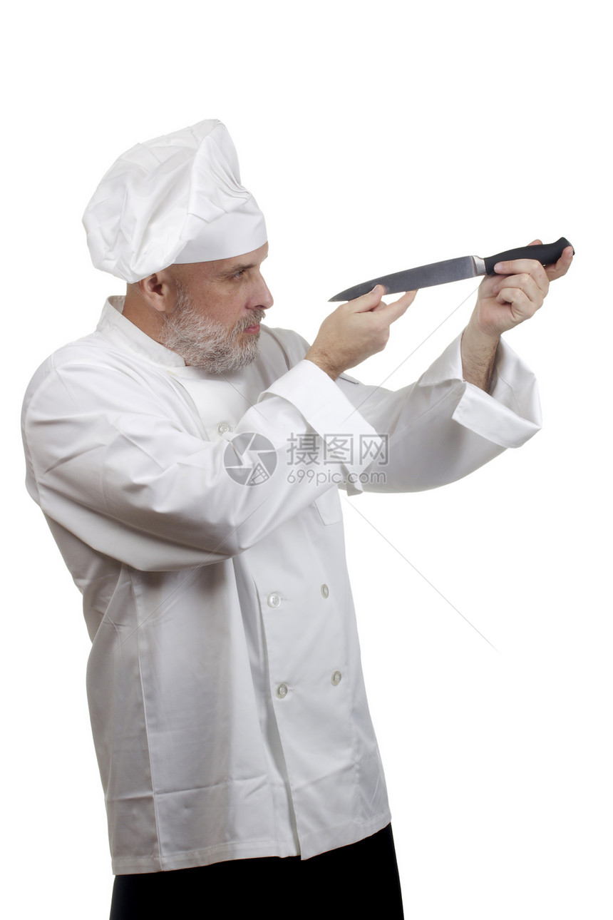 厨师肖画检查工人帽子胡须服务清晰度用具面包师剪裁工作图片