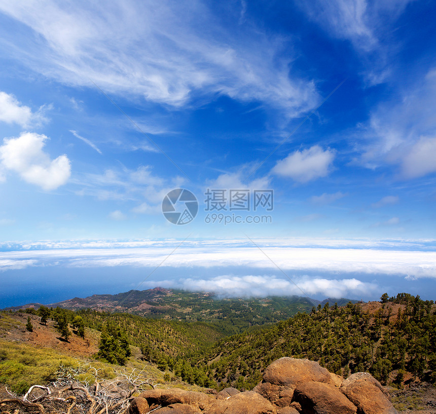 云海旅行首脑国家岛屿巅峰岩石石头天堂假期蓝色图片