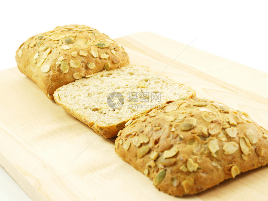 用木板上孤立的种子做面包小麦玉米美食脆皮厨房粮食糕点午餐包子食物图片