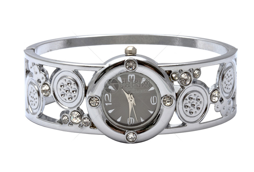 妇女时装手腕表女性白色手镯珠宝测量数字乐器合金小时手表图片