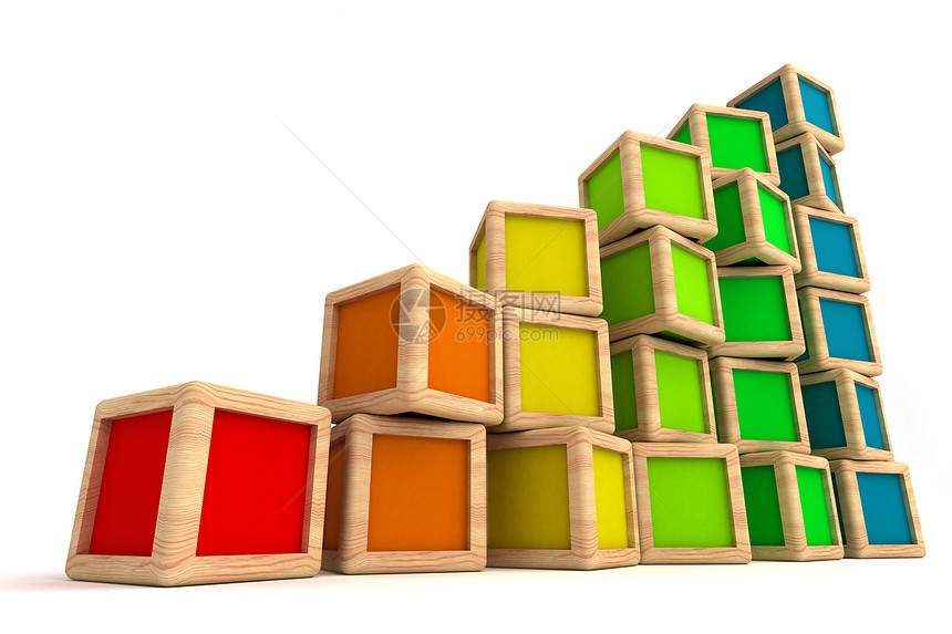 增长图像数字木头视图红色生长绿色绘图形状立方体图片