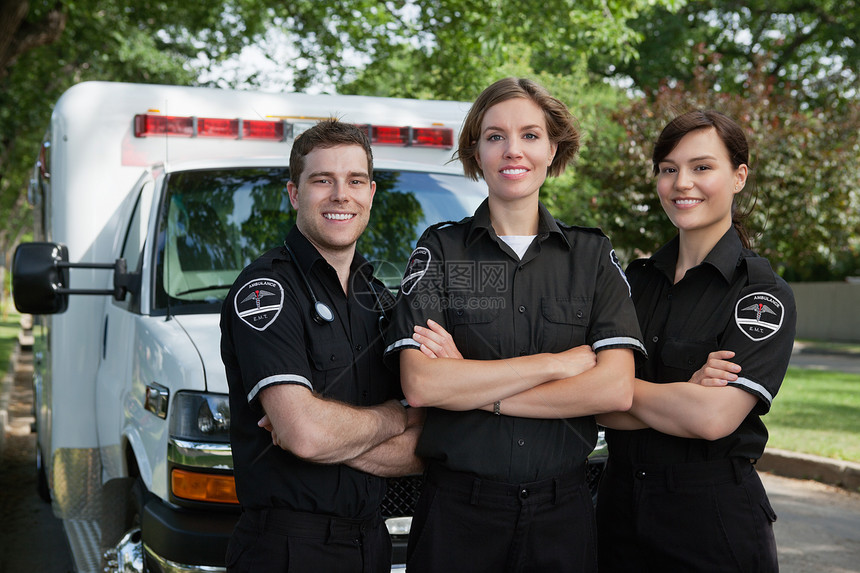 紧急医疗队纵向设计司机运输救护车认证男性女士男人工作成人援助图片