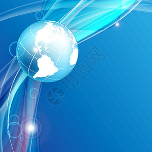 带全球的蓝色矢量背景 Eps10行星技术网络商业插图框架海浪世界背景图片