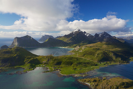 洛富顿岛洛弗顿群岛悬崖风景山峰峡湾山顶全景山脉背景