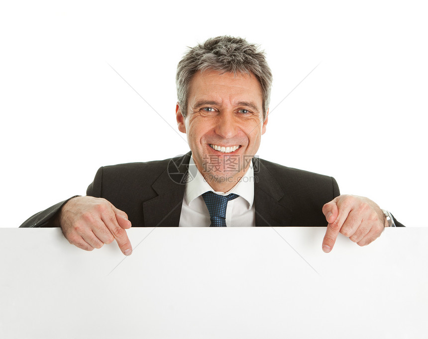 展示空板的自信无私商务人士横幅男人海报木板商务工人男性工作广告牌手指图片