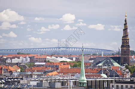 哥本哈根地平线剪影历史性中心市政历史建筑城市大都市房屋背景图片