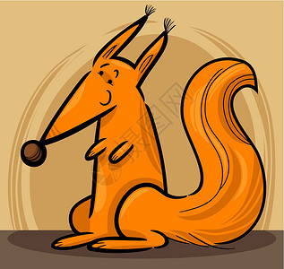 红松菇红松松鼠的插图微笑荒野哺乳动物吉祥物森林野生动物草图涂鸦红色松鼠插画