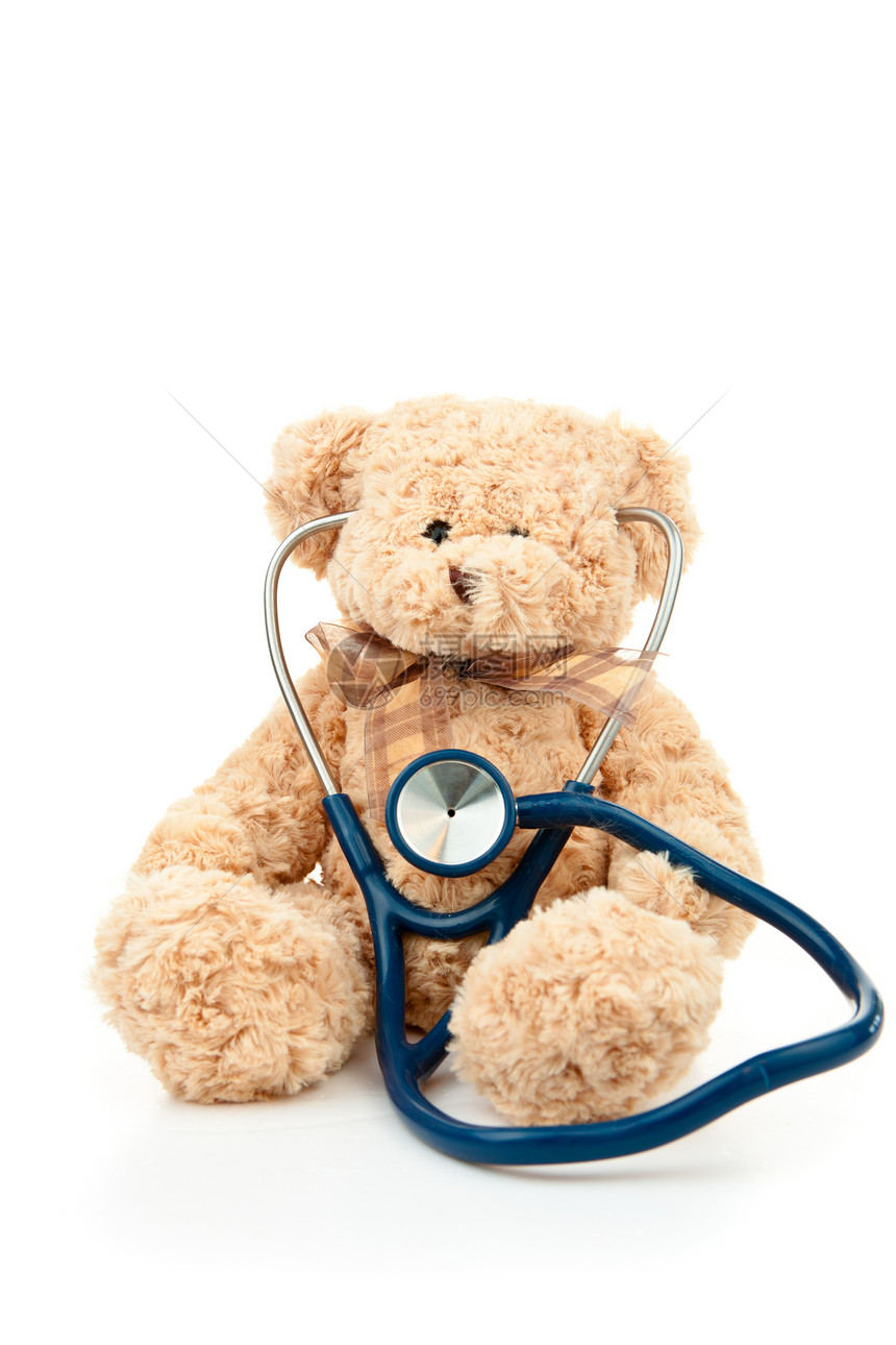 泰迪熊用听诊器图片