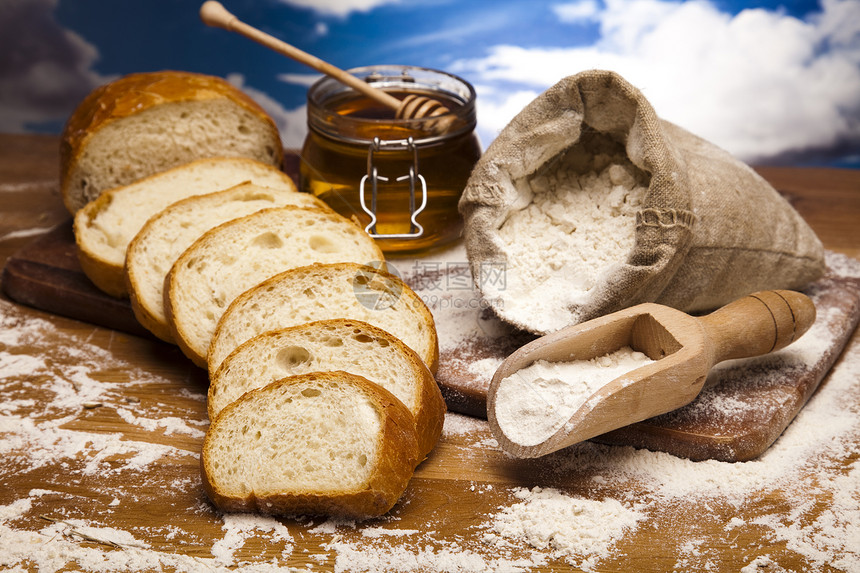 面粉和传统面包脆皮农业食物面包师纤维厨房核桃美食小麦酵母图片