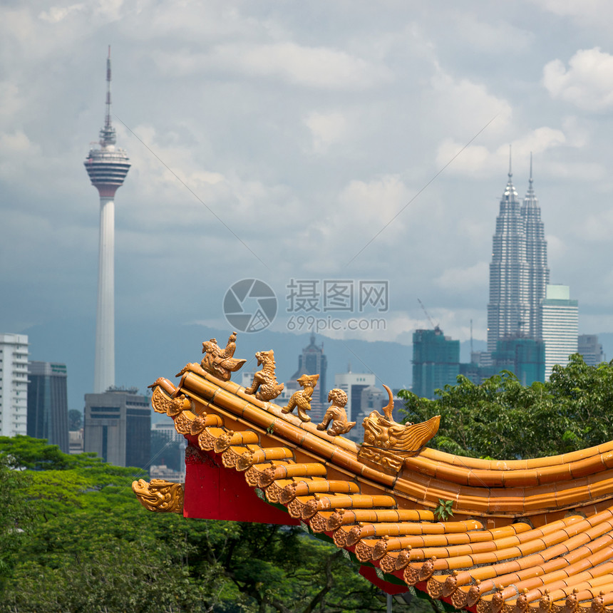 吉隆坡市景城市宝塔艺术寺庙地标雕塑建筑学景观市中心摩天大楼图片