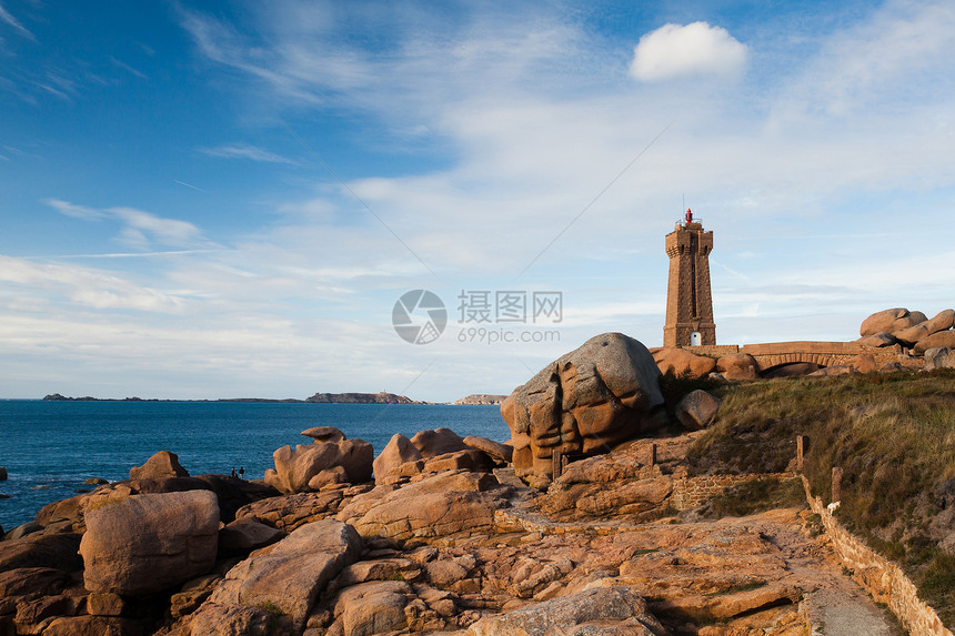 在岸边支撑海岸花岗岩粉色灯塔海景玫瑰指导世界盔甲图片