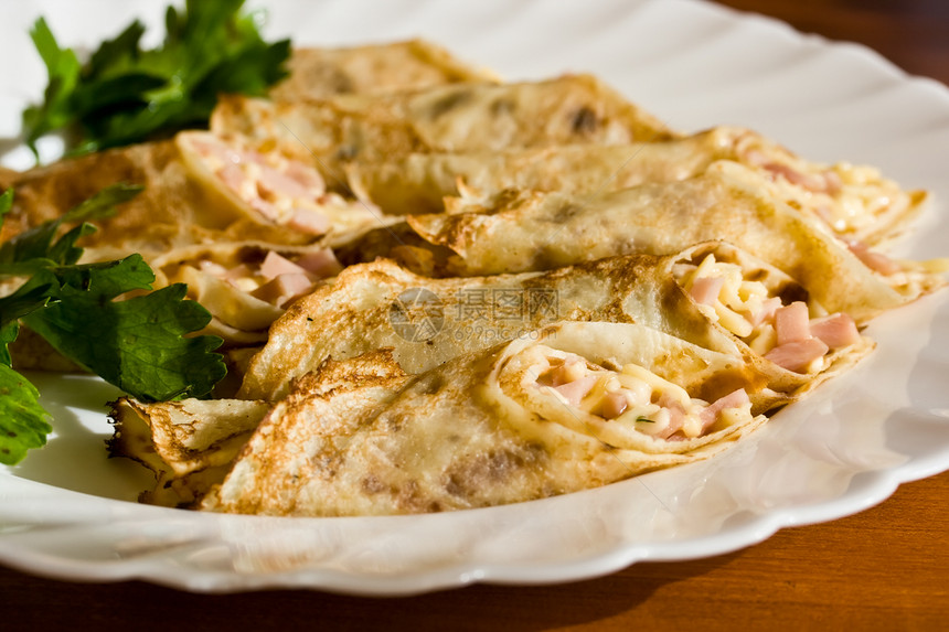 煎饼沙拉烹饪黄瓜草药饼子火腿蛋糕食物图片