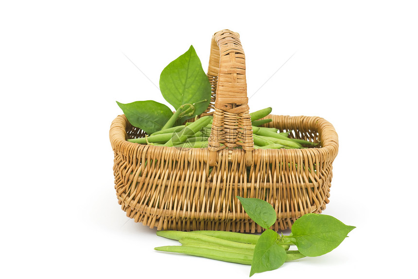 篮子中新鲜绿豆烹饪纤维农业白色绿色花园食物美食团体营养图片