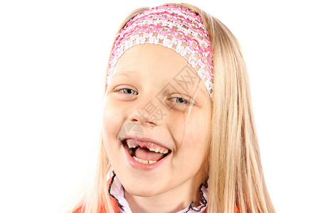 少了前牙的小女孩幸福乐趣青年女孩差距眼睛金发牙科损失情感背景