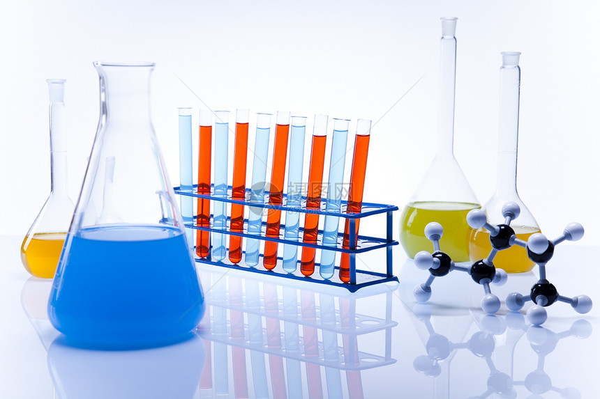 化验室保健玻璃药品探索科学管子化学插图蓝色解决方案图片
