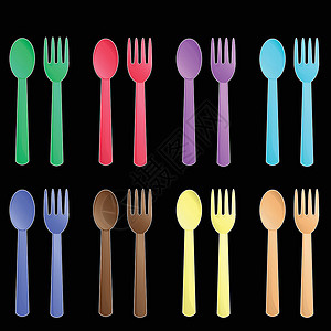 彩色餐具模式背景矢量背景图片