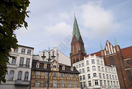 施韦林大教堂教堂教会建筑历史性城市主场钟楼塔楼高清图片