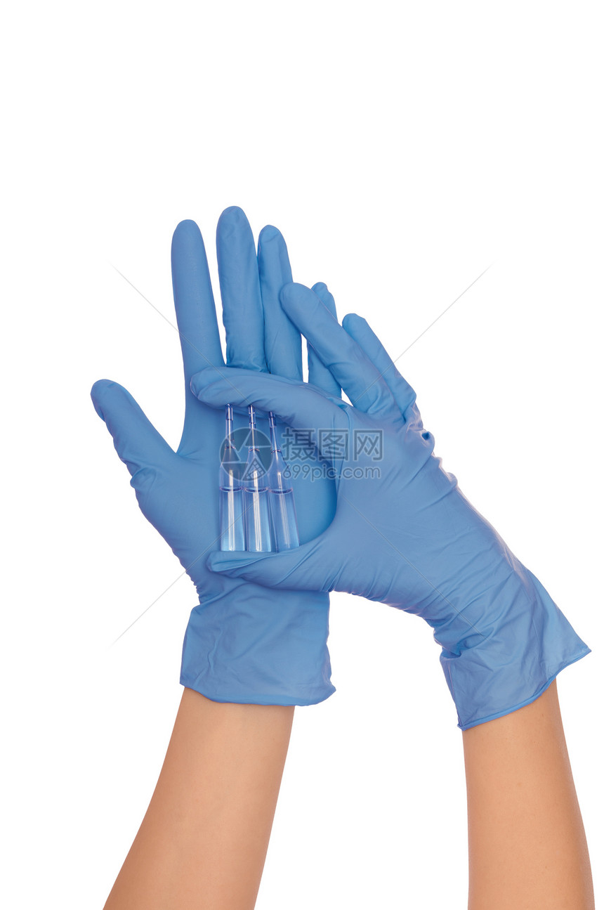 三瓶液体卫生疾病蓝色酊剂乳胶测试样本管子研究图片