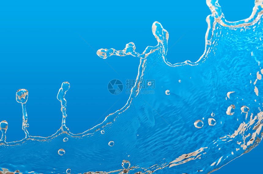 热带飞水沉淀水滴湿气飞溅游泳反射潮湿蓝色活力气泡图片