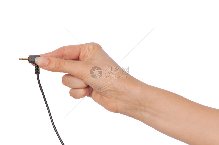 音速 J立体声手指白色电气适配器技术绳索女士收音机宏观图片