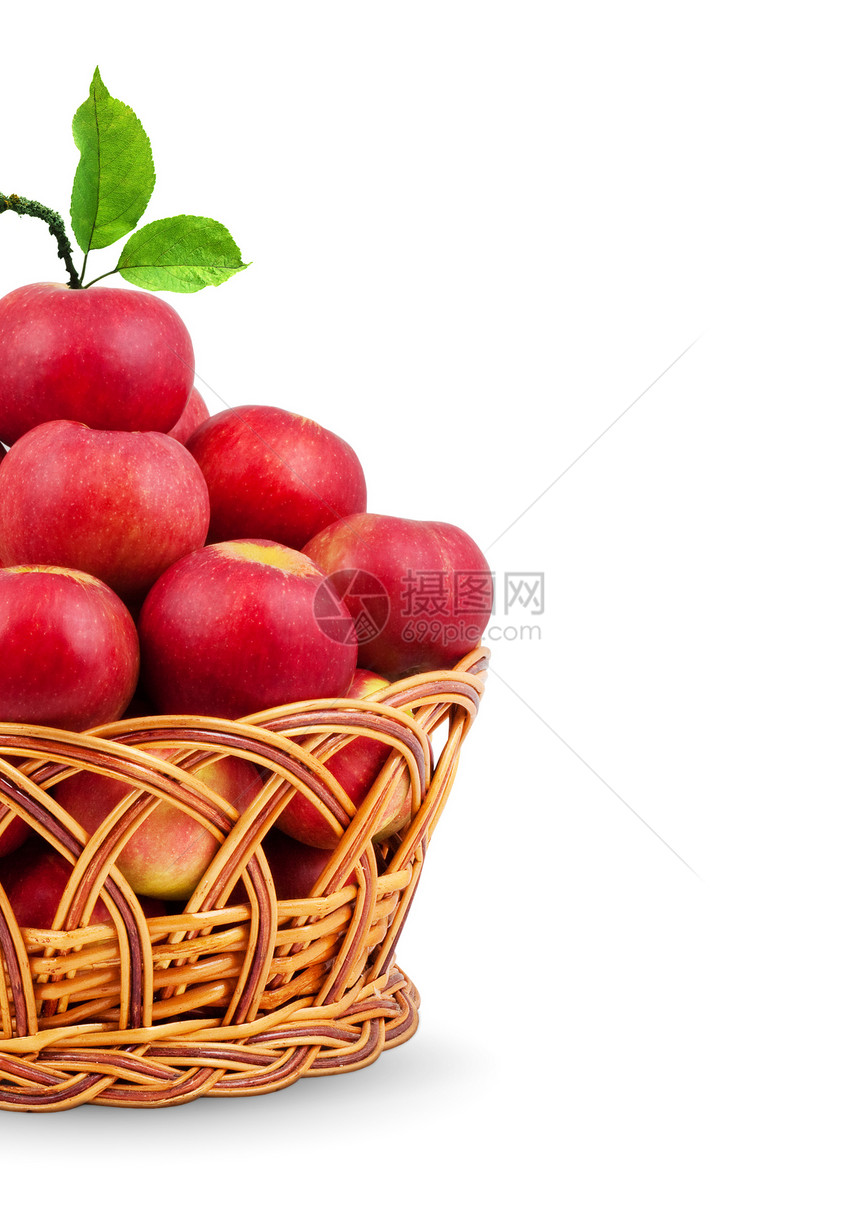 苹果篮子收获食物农业绿色市场木头白色红色团体水果图片