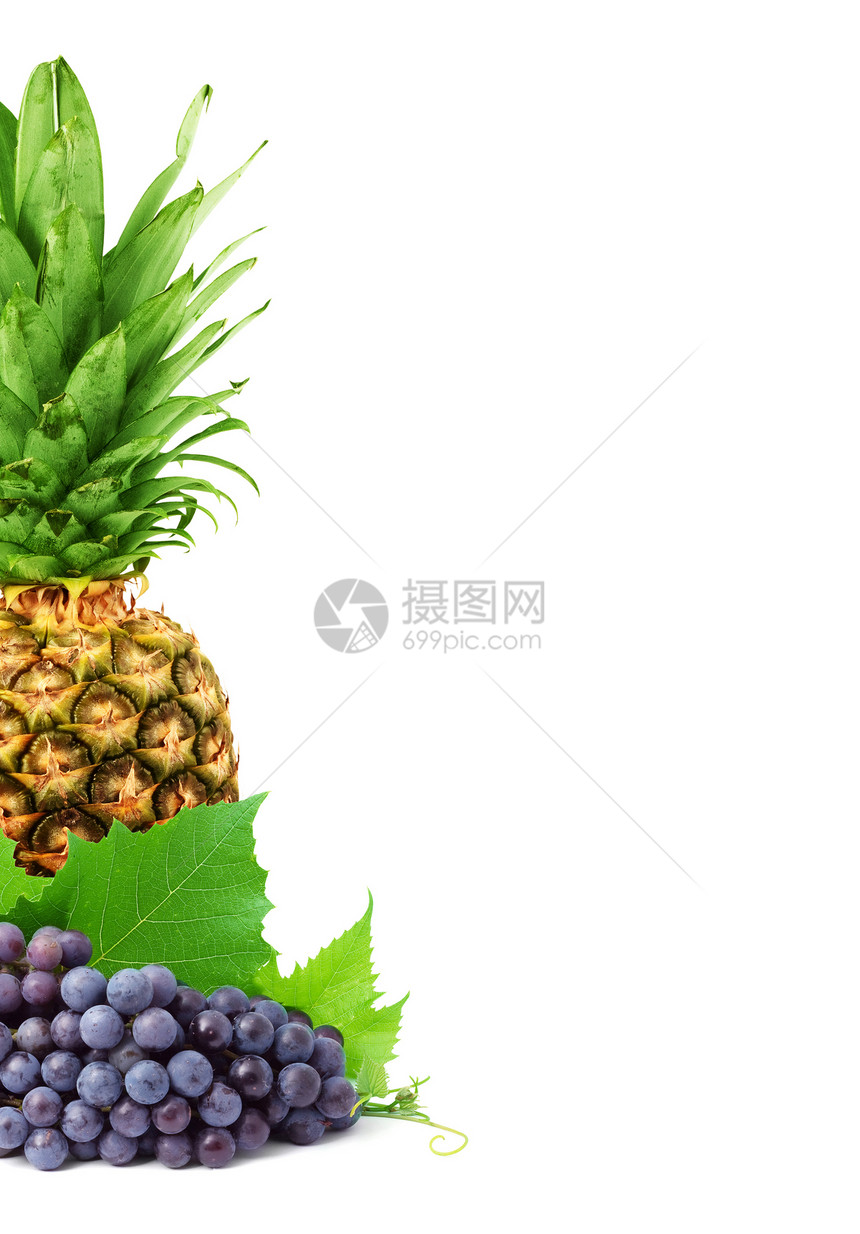 丰富多彩的健康新鲜水果藤蔓菠萝食物植物小吃果汁甜点热带美食叶子图片