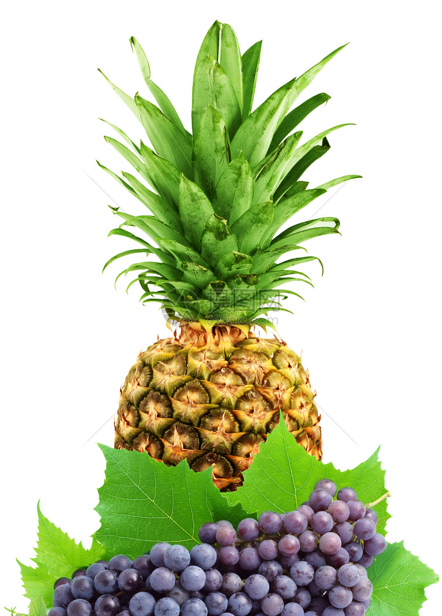 丰富多彩的健康新鲜水果叶子热带食物美食果汁白色菠萝小吃植物酿酒图片