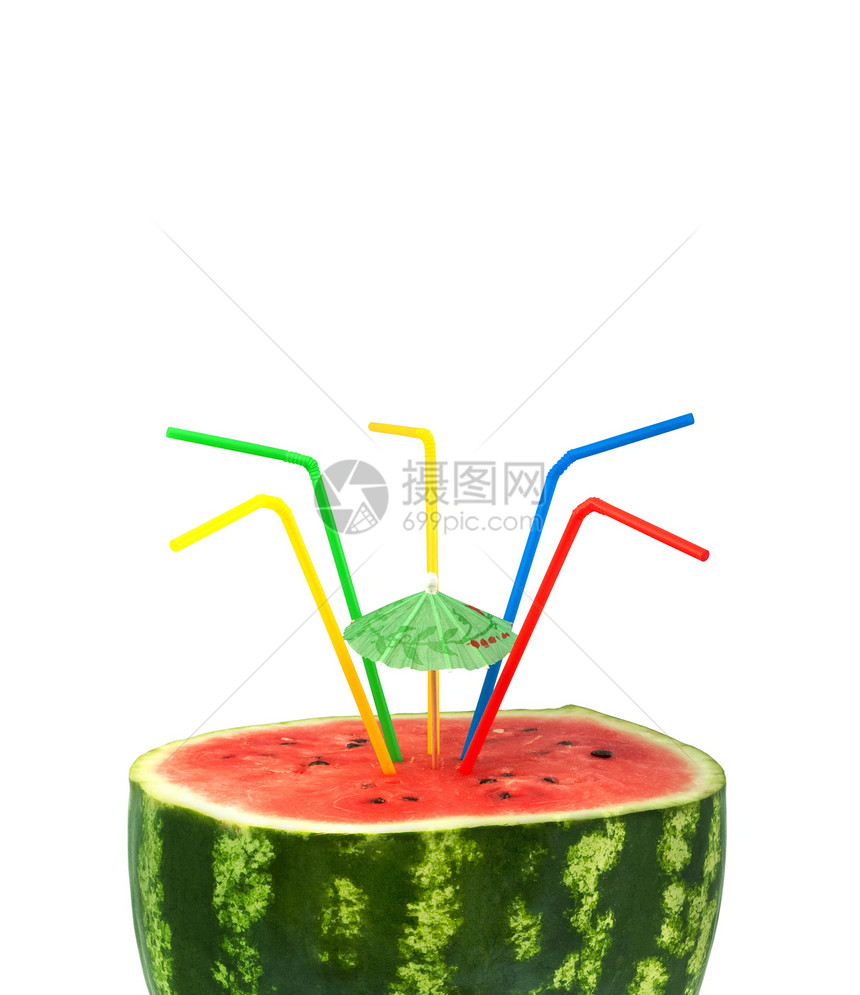 西瓜养分种子热带阳伞食物小吃果汁派对摄影水果图片