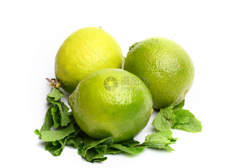 石灰和薄荷绿色蔬菜叶子柠檬装饰品味道白色食物水果图片