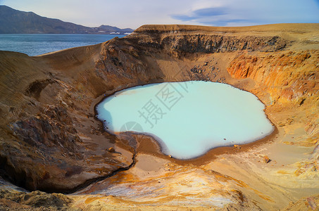 冰岛Askja的维提火山坑背景