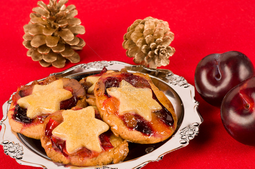 水果派季节性服务甜点水果水平英语饼干果味李子盘子图片