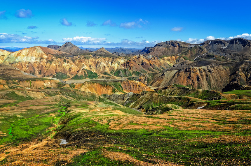 多彩山地景观 冰岛地热风景远足石头观光岩石旅游地质学旅行爬坡图片