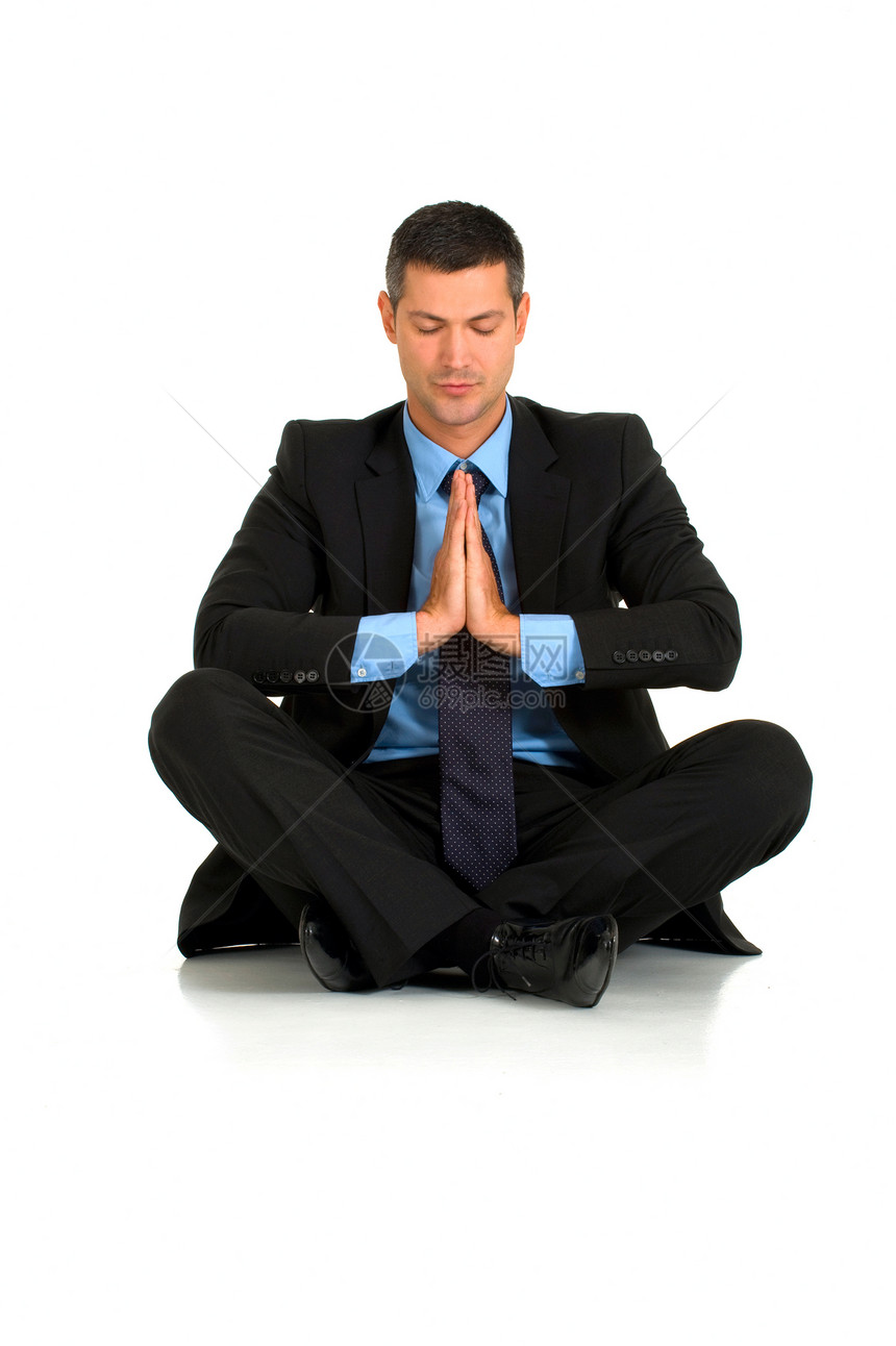 商务人士练习瑜伽经理商业快乐老板套装同事办公室专注企业家人士图片
