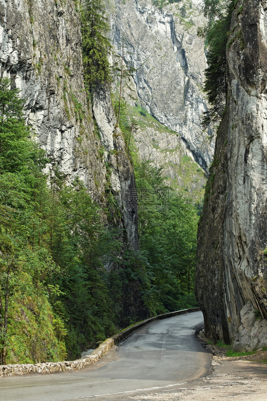 山山脉峡谷通道风景绿色悬崖岩石树木环境编队图片