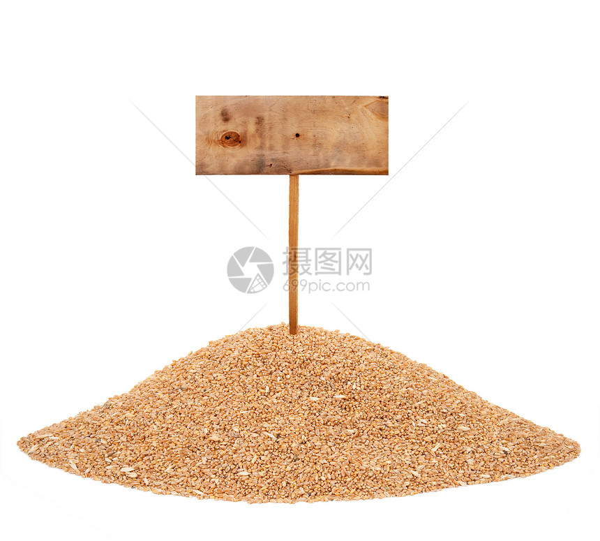 配有木价标签的小麦谷物肥料图片