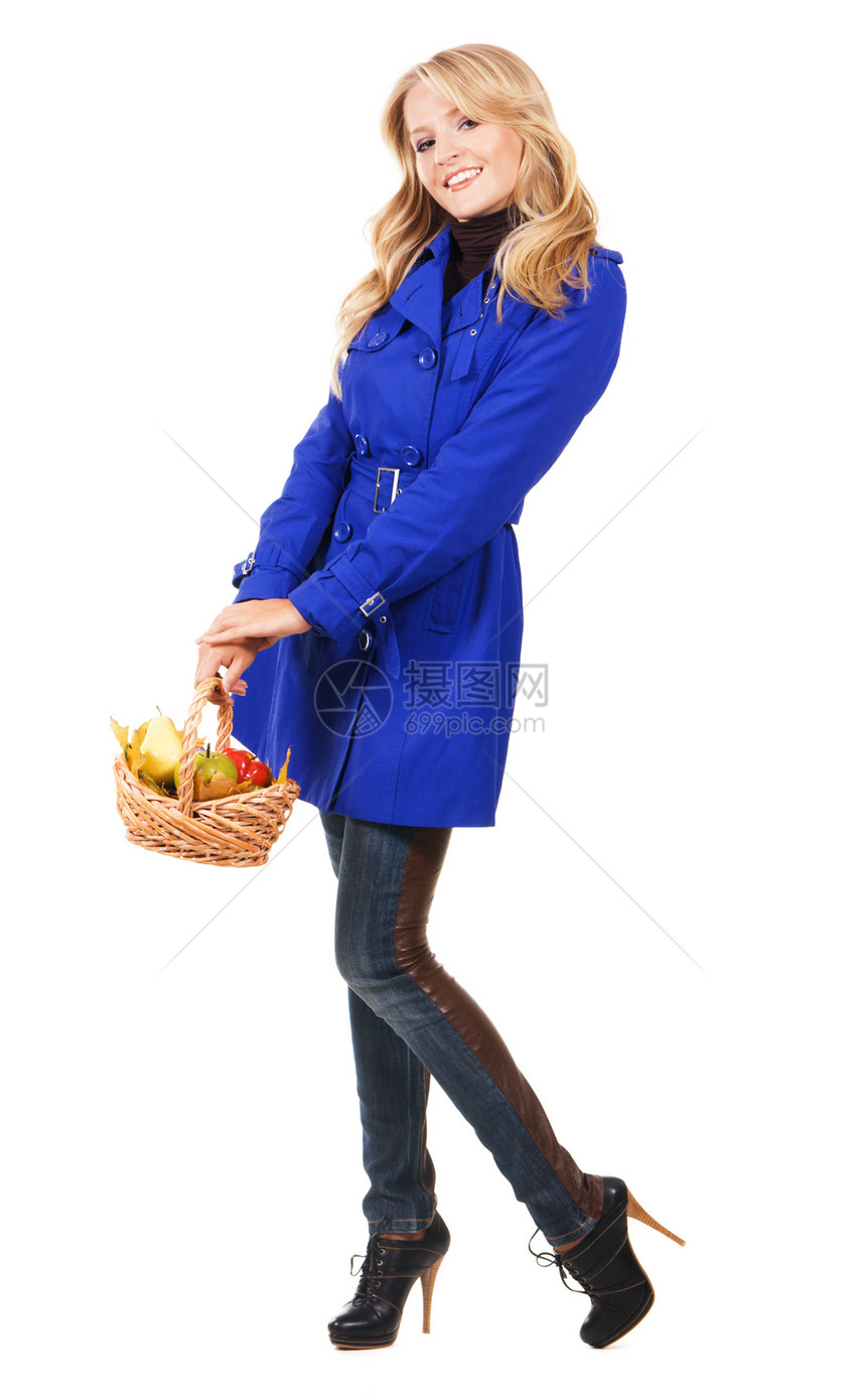 秋季女孩牛仔裤季节大衣营养水果篮子夹克女士女性饮食图片