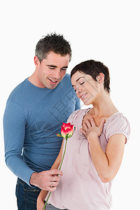 送你花花丈夫送玫瑰给他的幸福妻子背景