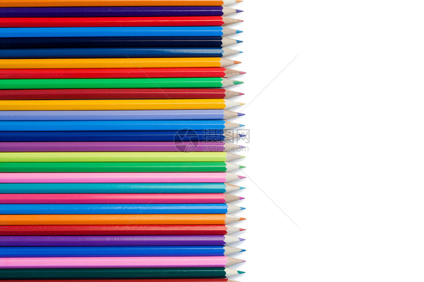 水平对齐彩色铅笔图片