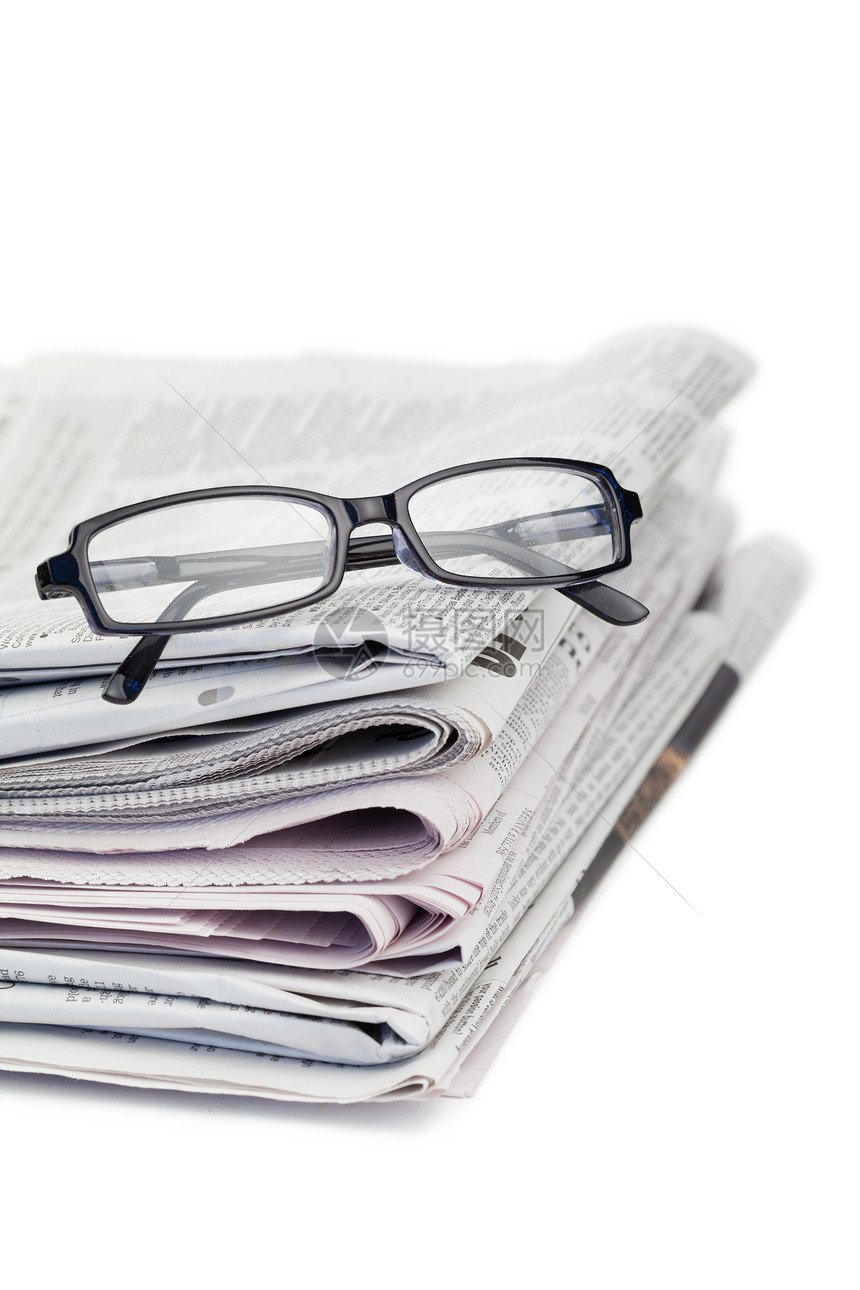 报纸和黑眼镜白色故事回收历史杂志办公室新闻业折叠报告团体图片