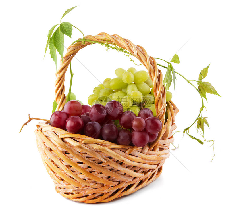 配葡萄的韦克篮子浆果小吃生长藤蔓酒厂叶子柳条饮食水果营养图片