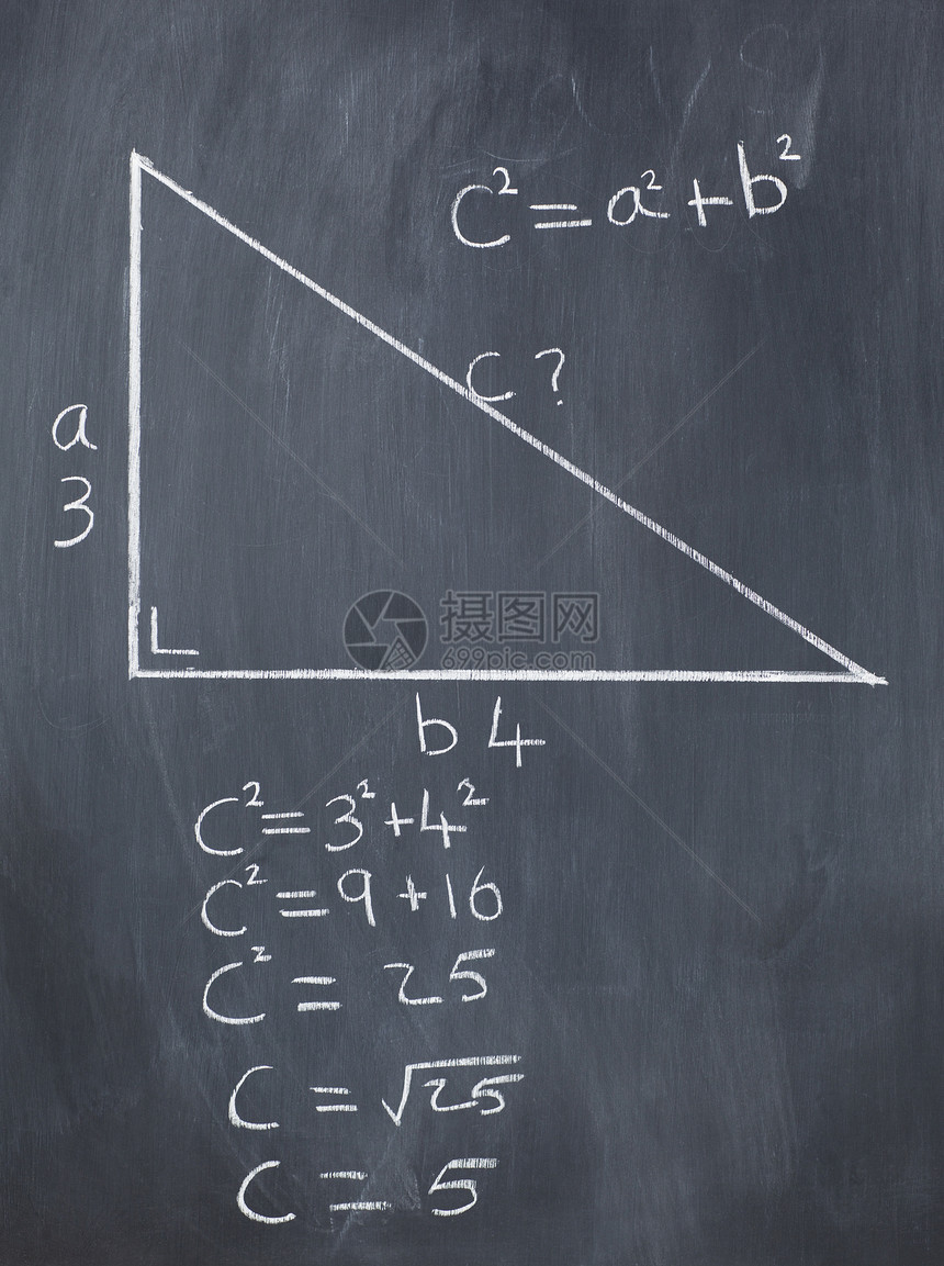 右三角形 配有实塔哥里方程式和计算于 bl 的计算教育定理正方形直肠数学公式家庭作业学校直角三角图片
