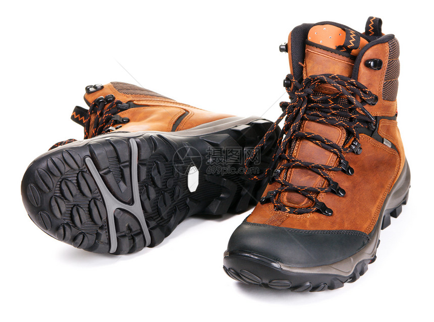 新的现代皮靴工作靴子衣服棕色鞋类安全男性工业皮革活动图片