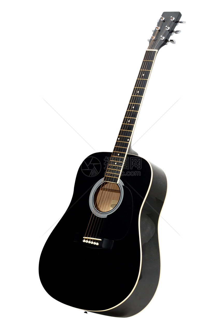 黑色音响吉他音乐木头乐器脖子指板细绳艺术闲暇白色民间图片