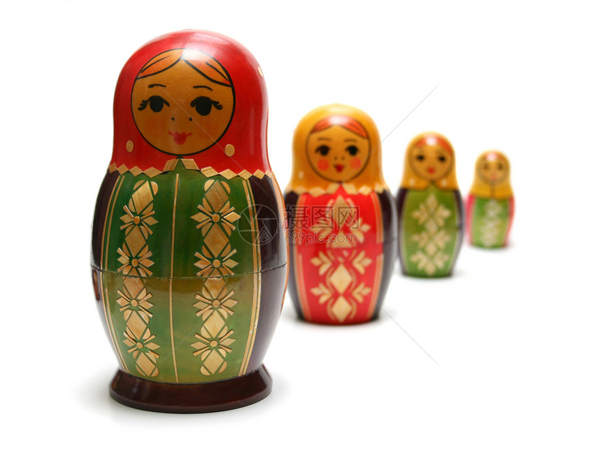 俄罗斯语的“ matreshka” 玩具在白色背景上被孤立图片