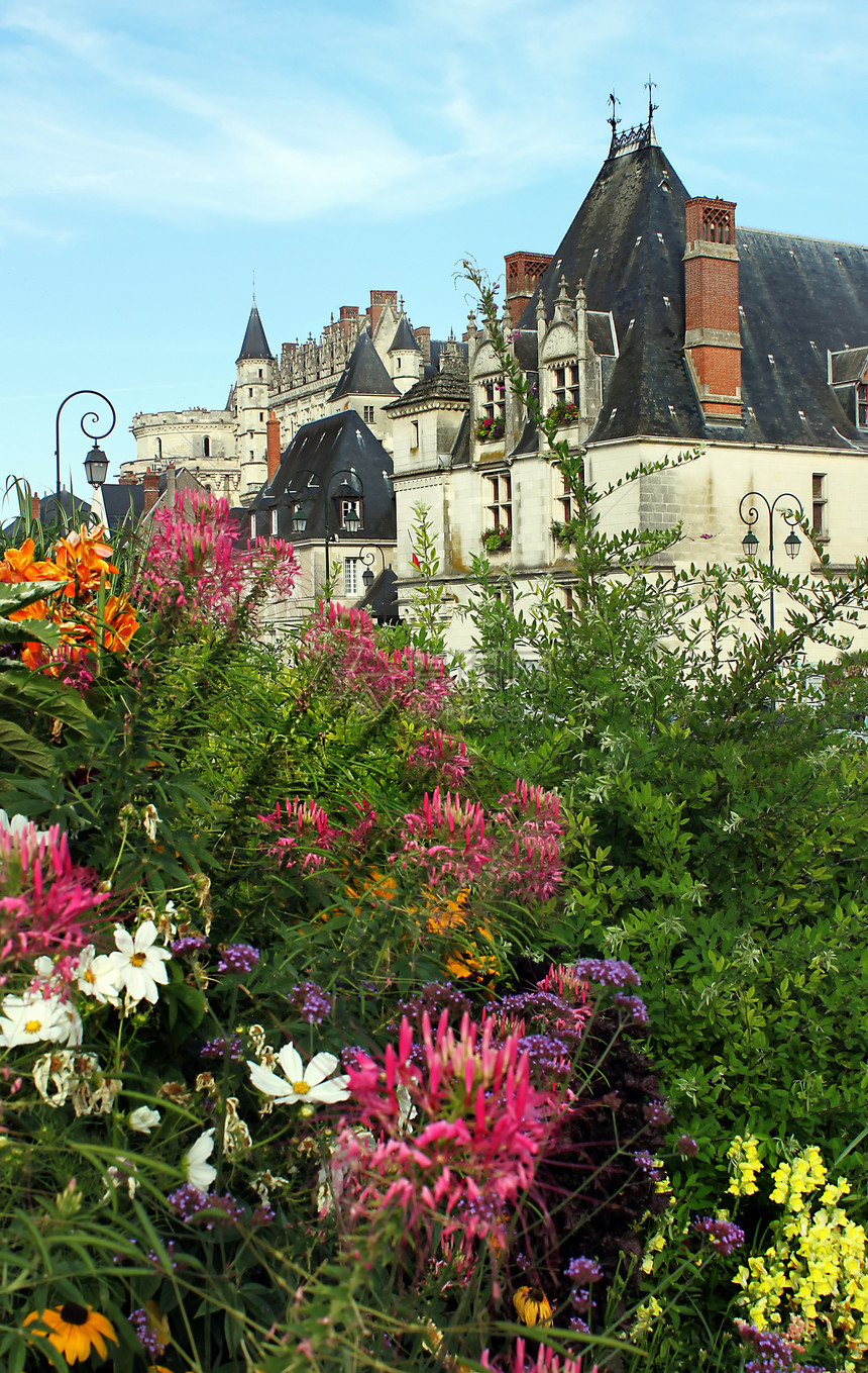 带鲜花的安布伊思城堡 法国图片