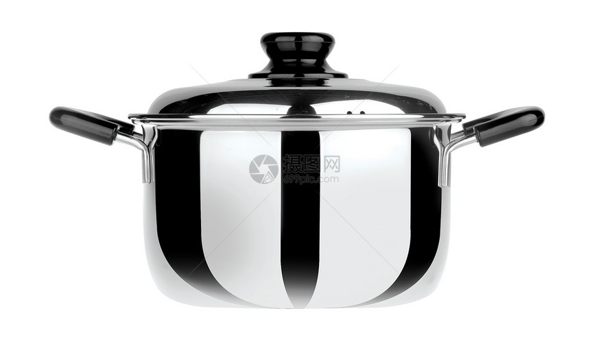 不锈钢烹饪锅食物白色房子用具家庭工具黑色灰色炊具沙锅图片